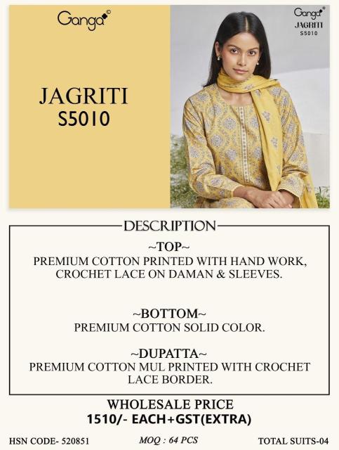 Ganga jagriti 5010 wholesale crepe dress materials